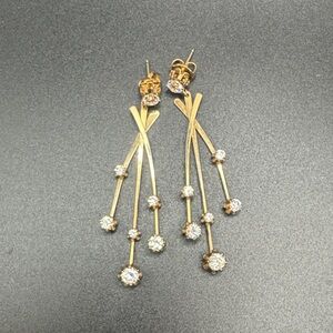Vintage Krementz Earrings Elegant Gold Plated and Diamond (CZ) Dangle Earrings